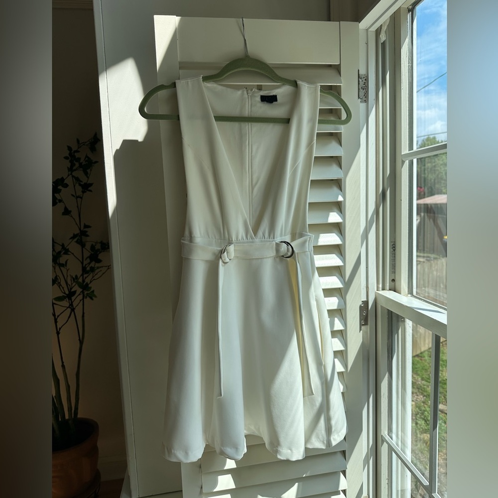 NBD White V-Neck Mini Dress